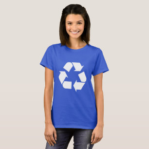 Recyclen symbool op blauw T-shirt