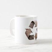 Recyclen symbool op wit koffiemok (Voorkant links)