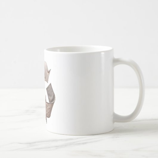 Recyclen symbool op wit koffiemok (Rechts)