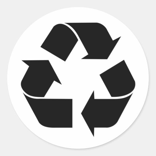 recyclen symbool ronde sticker (Voorkant)