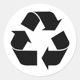 recyclen symbool ronde sticker
