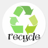 Recyclen Symbool! Ronde Sticker (Voorkant)