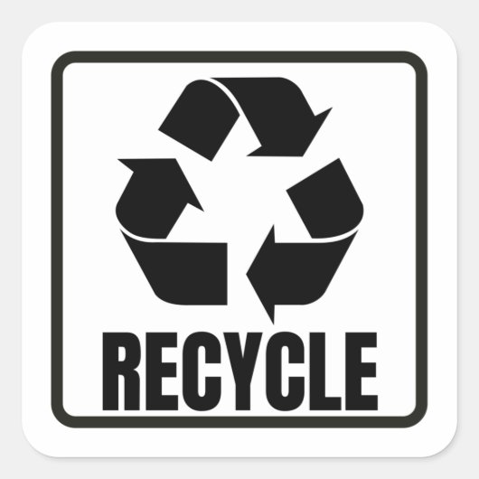 recyclen symbool zwart vierkante sticker (Voorkant)