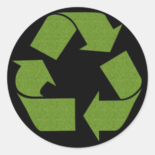 Recyclen symboolgras ronde sticker