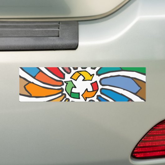 Recyclen tekenkunst bumpersticker (Op auto)
