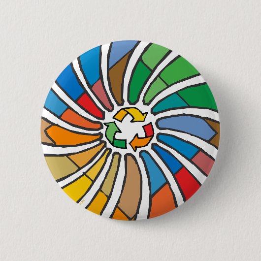 Recyclen tekenkunst ronde button 5,7 cm (Voorkant)