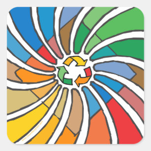 Recyclen tekenkunst vierkante sticker