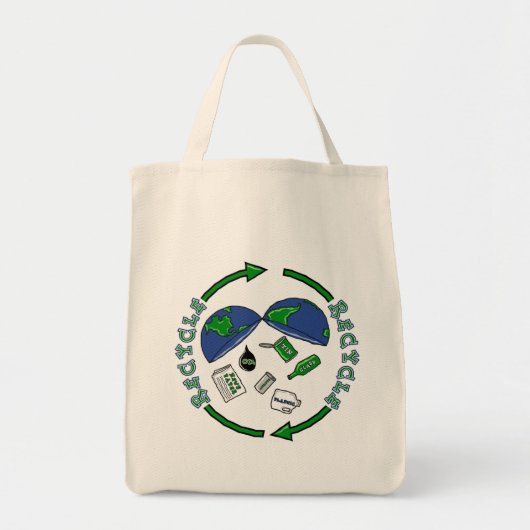 Recyclen tetas tote bag (Voorkant)