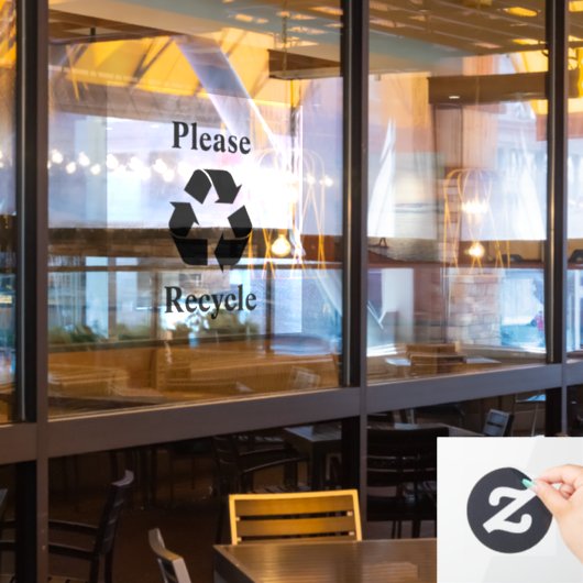 Recyclen u met het recyclingsymbool raamsticker (Restaurant Raam)