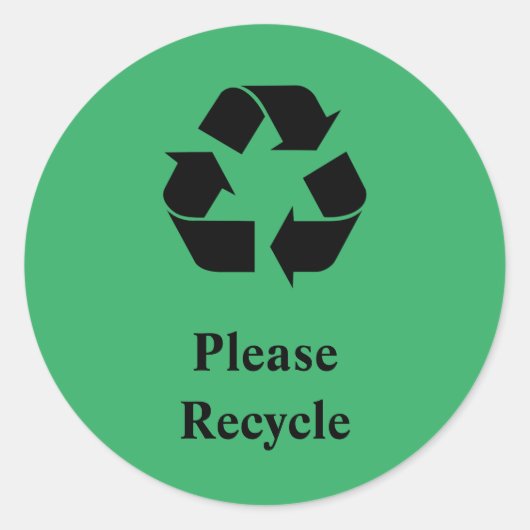 Recyclen u met Recycling Symbol op Groen Ronde Sticker (Voorkant)