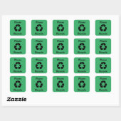 Recyclen u met Recycling Symbol op Groen Vierkante Sticker (Vel)