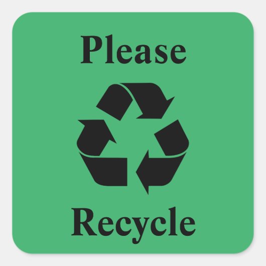 Recyclen u met Recycling Symbol op Groen Vierkante Sticker (Voorkant)