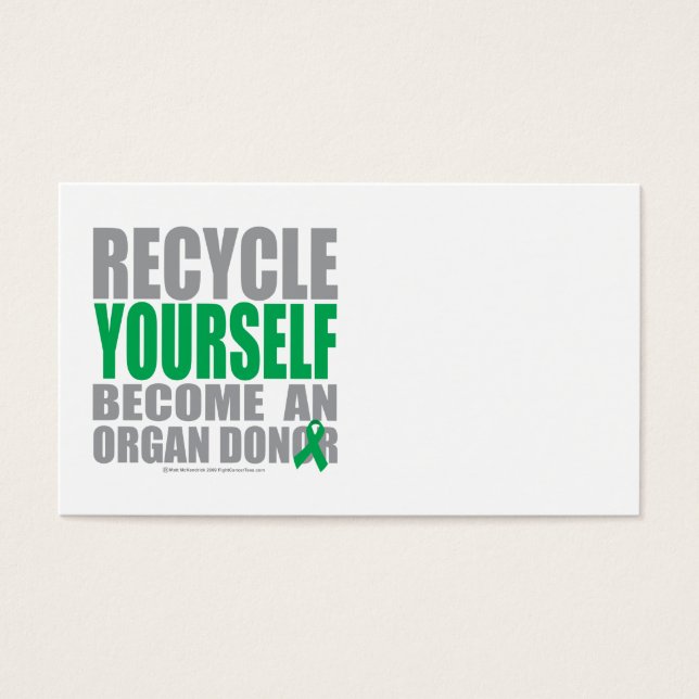 Recyclen uw eigen orgaandonor visitekaartjes (Voorkant)