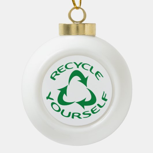 Recyclen uzelf keramische bal ornament (Voorkant)