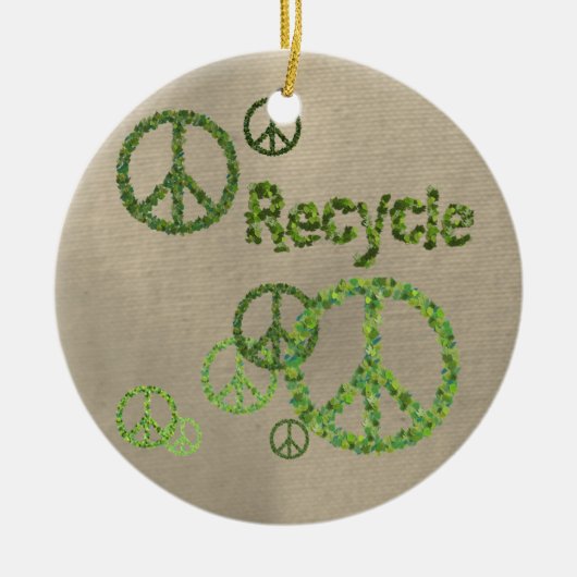 Recyclen Vredesgebarentaal Keramisch Ornament (Voorkant)