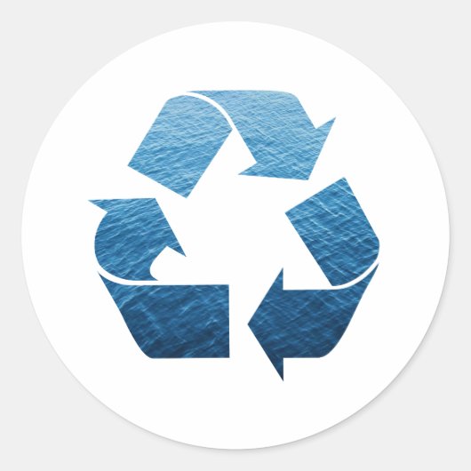 Recyclen water ronde sticker (Voorkant)