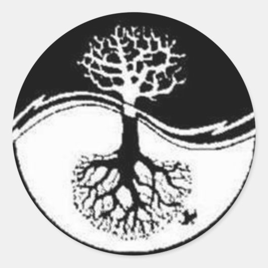 RECYCLEN YIN YANG TREE RONDE STICKER (Voorkant)