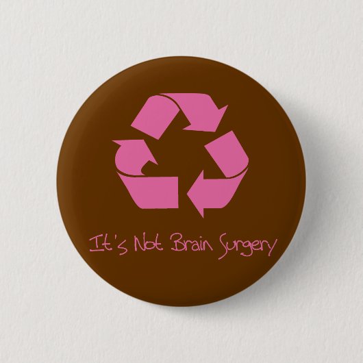 Recyclen zijn Easy Pink Ronde Button 5,7 Cm (Voorkant)