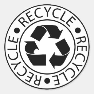 Recyclen Zwart Logo Ronde Sticker