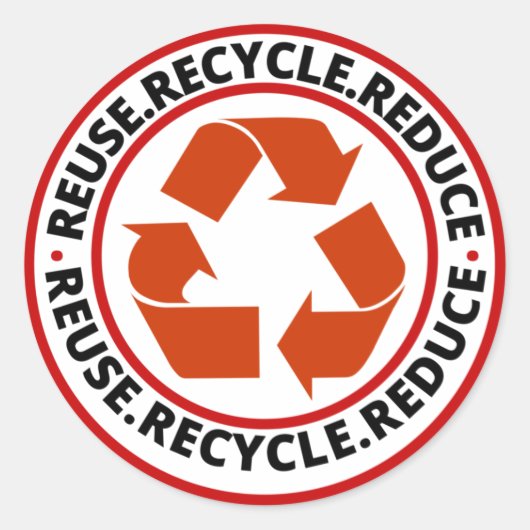 Recyclen zwart symbool ronde sticker (Voorkant)