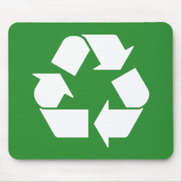 Recyclesymbool op groen muismat