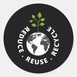 Recycling Earth Day Gift Environment reduceert her Ronde Sticker