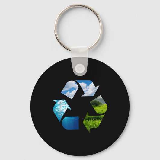 Recycling Earth Planet Environmental Protection Na Sleutelhanger (Voorkant)