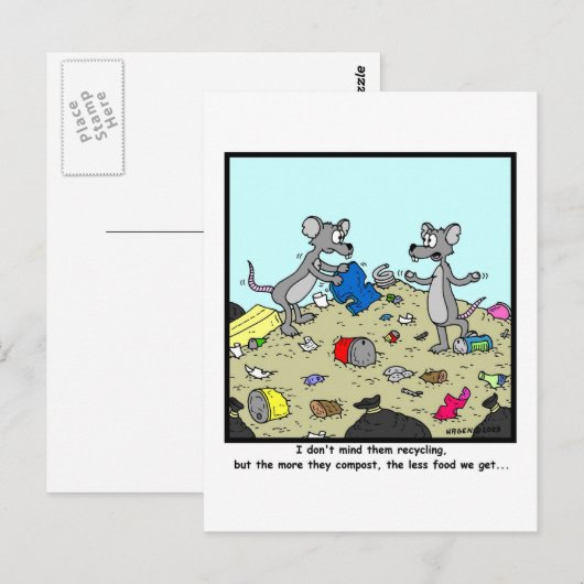 Recycling en compostering: Rat Cartoon Briefkaart (Voorkant / Achterkant)