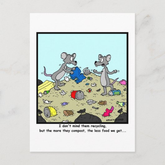 Recycling en compostering: Rat Cartoon Briefkaart (Voorkant)