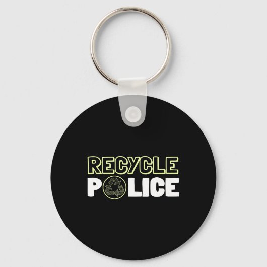 Recycling Environment Recyclen Police Earth Da Sleutelhanger (Voorkant)