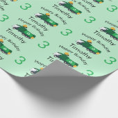 Recycling Garbage Truck Boy's Name & Age Birthday Cadeaupapier (Hoek)