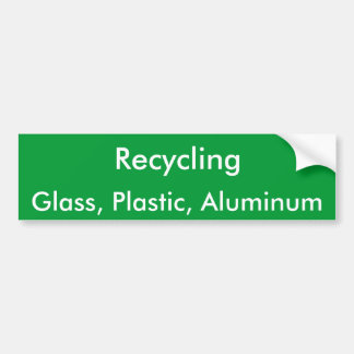 Recycling, glas, plastic, aluminium bumpersticker