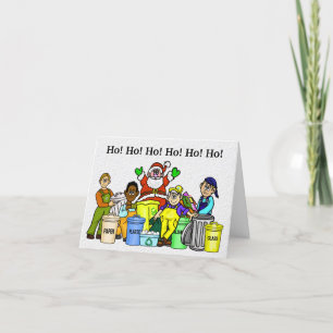 Recycling Kerstkaart Kerstman en vuilnismannen Kaart
