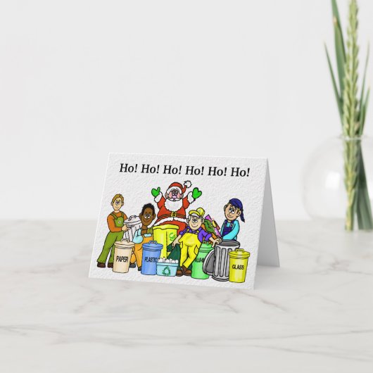 Recycling kerstman Kaart Santa en vuilnis Mannen (Voorkant)