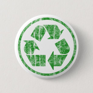 Recycling om de planeet aarde te redden, symbool ronde button 5,7 cm
