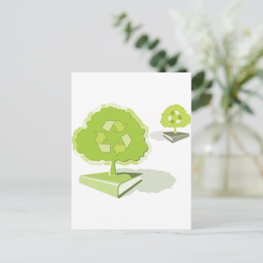 Recycling papier! Sparen bomen! Briefkaart (Staand voorkant)