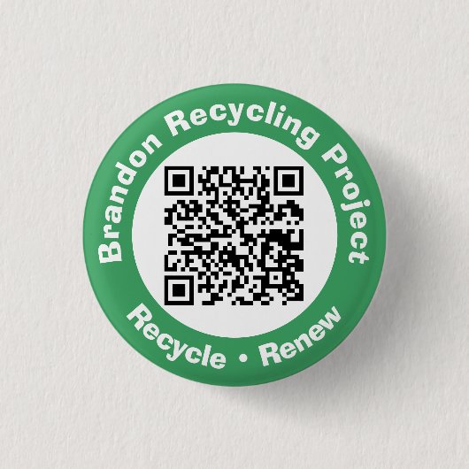 Recycling Project QR Code Recycle & Renew. Ronde Button 3,2 Cm (Voorkant)