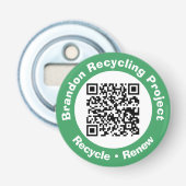 Recycling Project QR-code recycle & vernieuw. Button Flesopener (Voorkant)