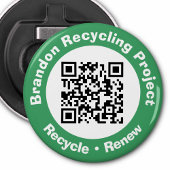 Recycling Project QR-code Recyclen en vernieuwt. Button Flesopener