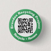 Recycling Project QR-code Recyclen en vernieuwt. Ronde Button 3,2 Cm (Voorkant)