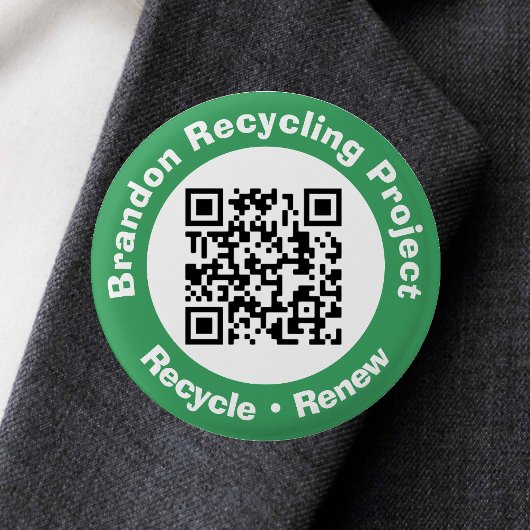 Recycling Project QR-code Recyclen en vernieuwt. Ronde Button 3,2 Cm