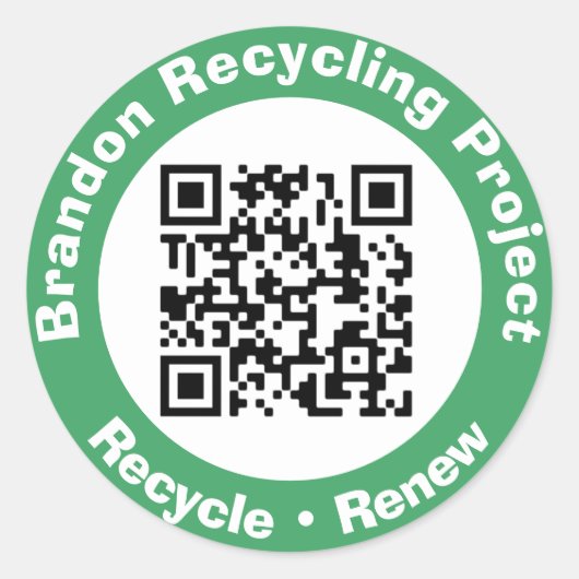 Recycling Project QR-code Recyclen en vernieuwt. Ronde Sticker (Voorkant)