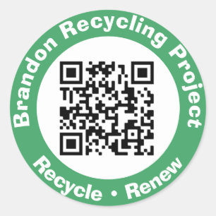 Recycling Project QR-code Recyclen en vernieuwt. Ronde Sticker