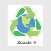Recycling symbool met planeet aarde sticker (Vel)
