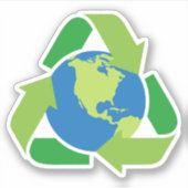 Recycling symbool met planeet aarde sticker (Voorkant)