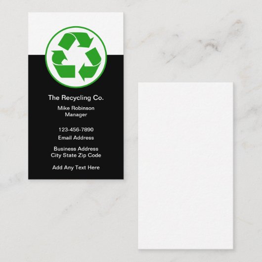 Recycling Symbool Thema Visitekaartjes (Voorkant / Achterkant)
