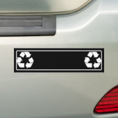 Recycling-symbool - wit (voor zwarte achtergrond) bumpersticker (Op auto)