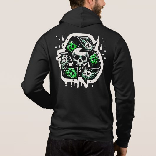 Recycling teken schedel graffiti hoodie (Achterkant)