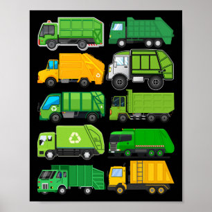 Recycling Trash Garge Truck Kids Verjaardagscadeau Poster