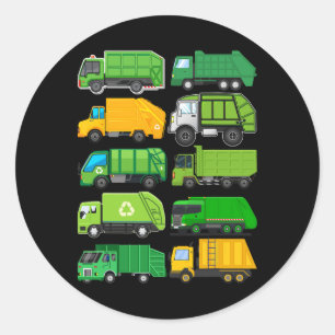 Recycling Trash Garge Truck Kids Verjaardagscadeau Ronde Sticker
